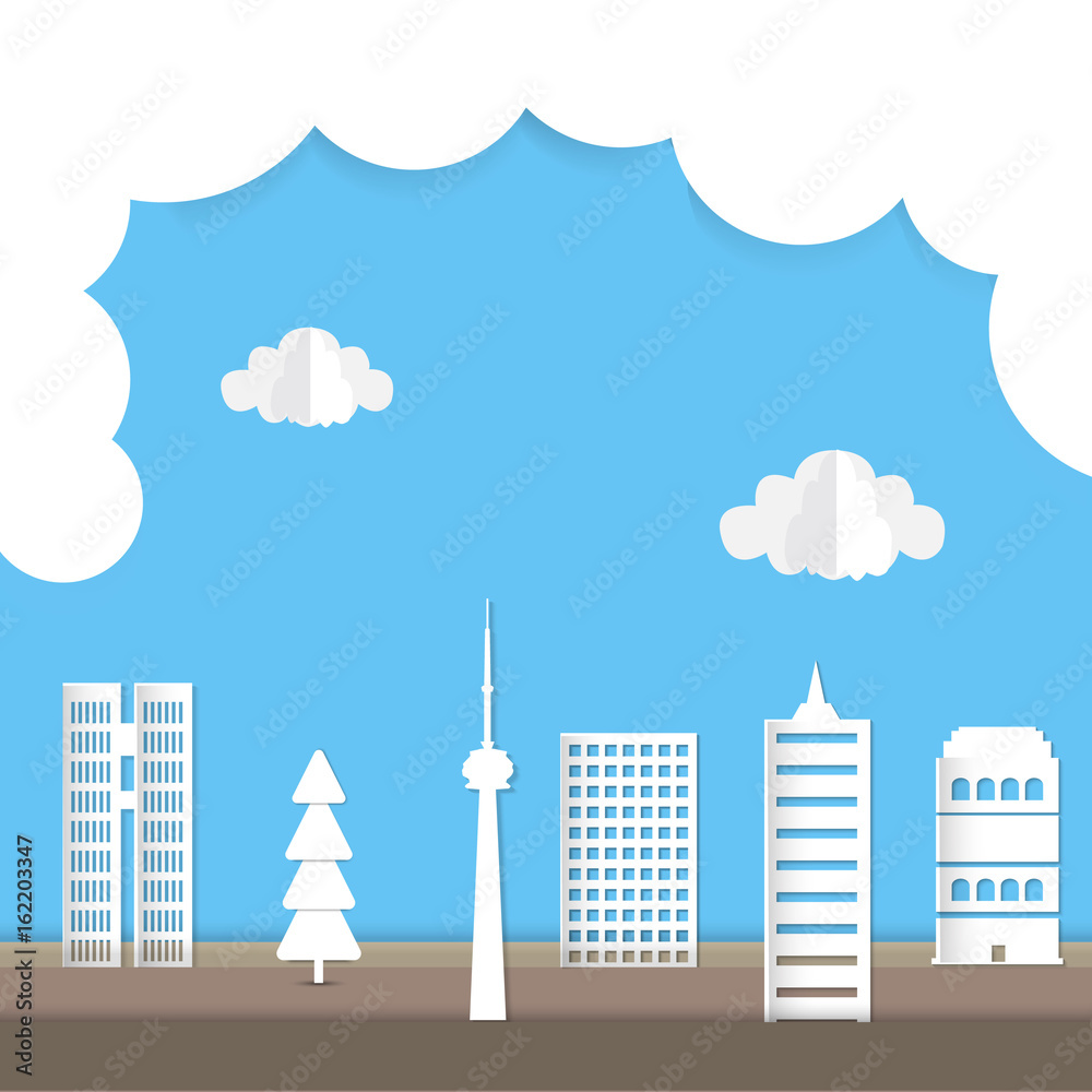 Obraz premium Cityscape paper art style business concept
