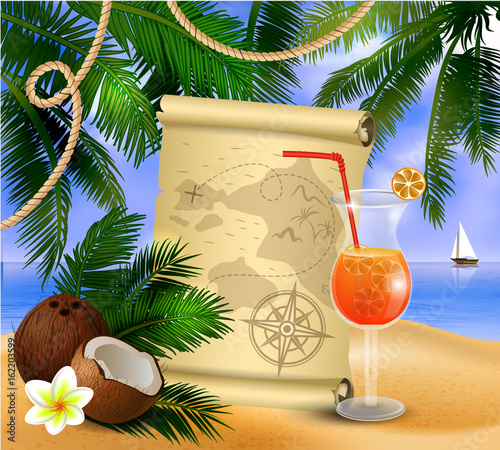 old paper on tropical background