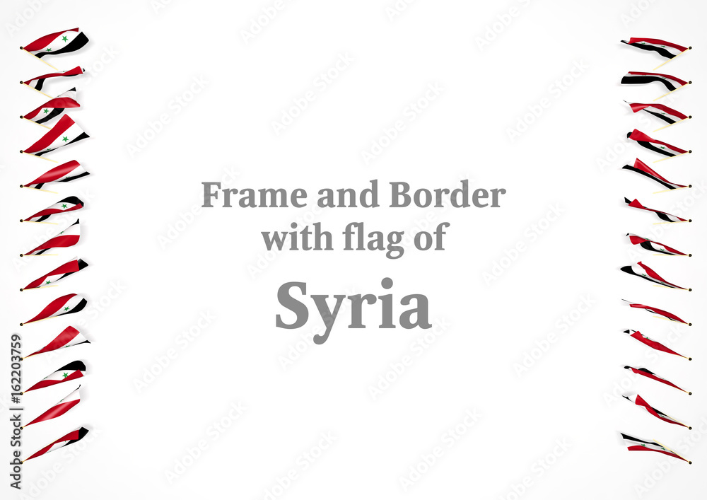 Fototapeta premium Frame and border with flag of Syria. 3d illustration