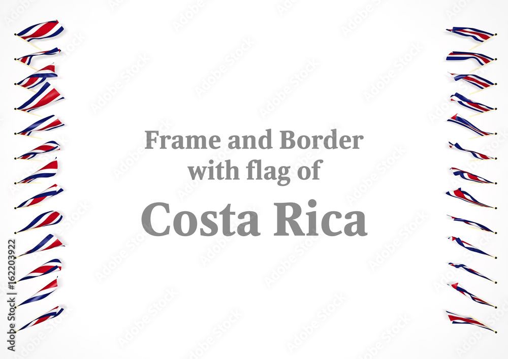 Obraz premium Frame and border with flag of Costa Rica. 3d illustration