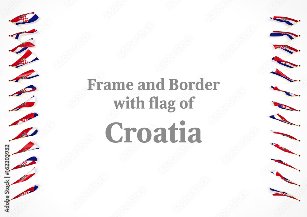 Fototapeta premium Frame and border with flag of Croatia. 3d illustration