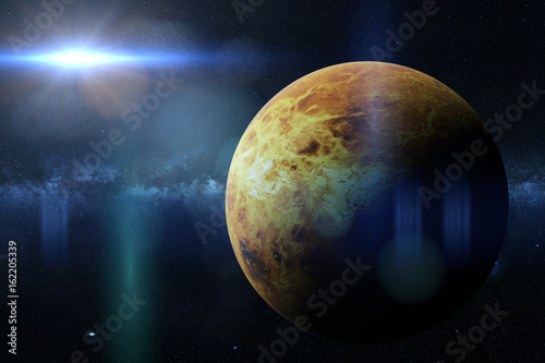 Fototapeta Naklejka Na Ścianę i Meble -  planet Venus in front of the Milky Way galaxy and the close Sun