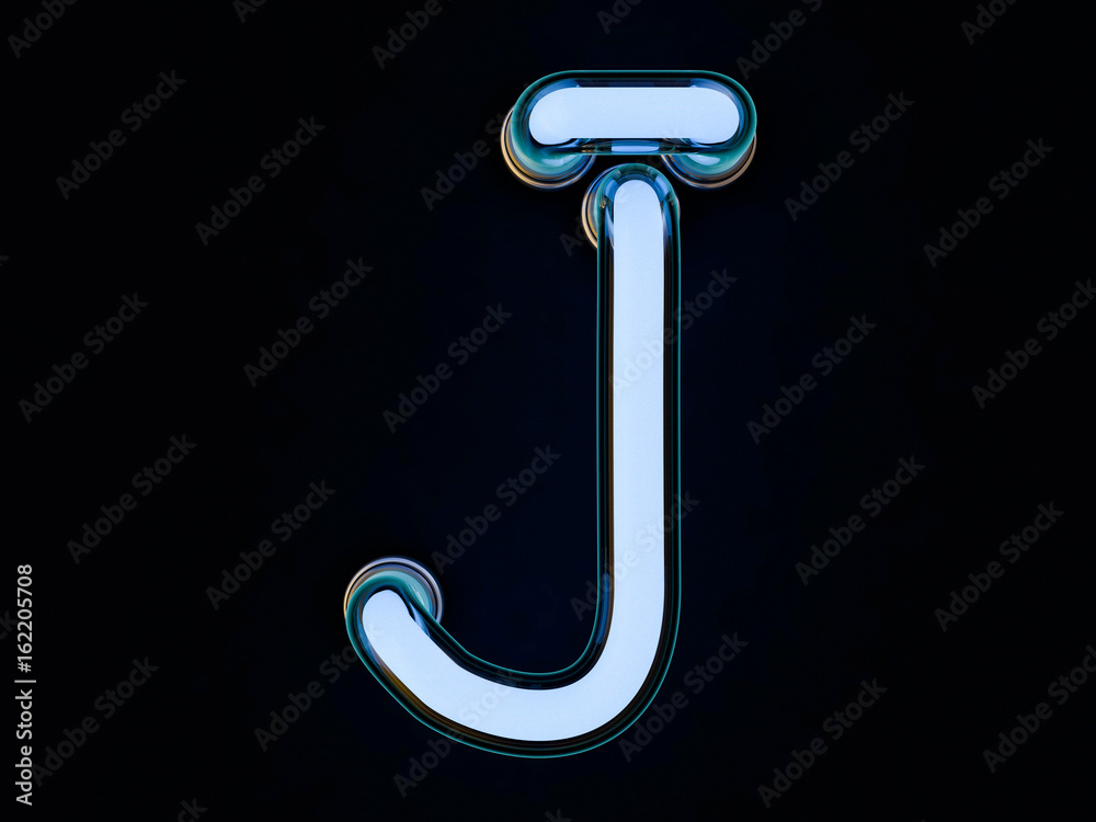 Neon tube letter on black background. 3D rendering Neon tube letter on black background. 3D rendering