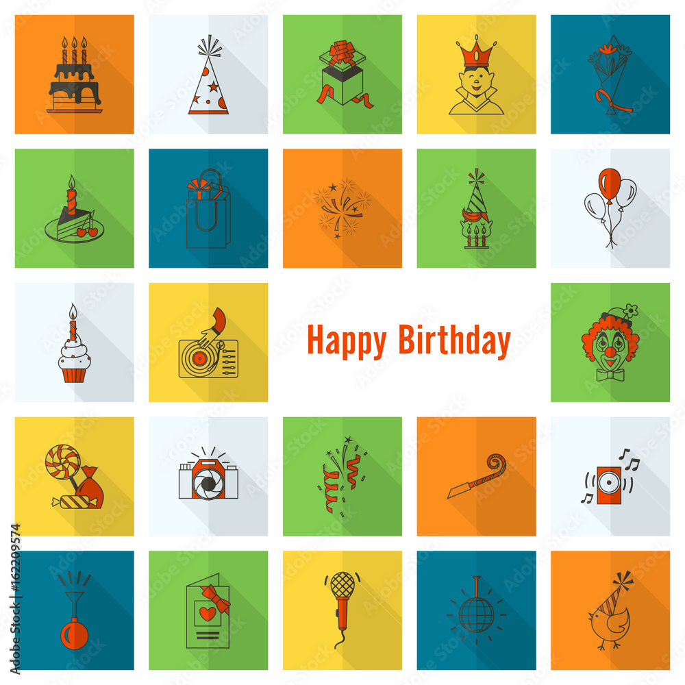 Happy Birthday Icons Set Happy Birthday Icons Set