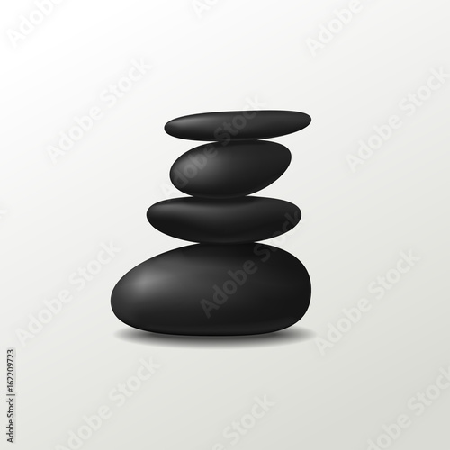 Realistic vector 3D zen stones  isolated for spa.