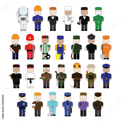 A big set of different professions in uniform
