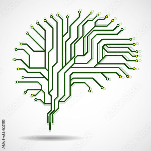 Technological brain. Circuit board. Abstract vector background