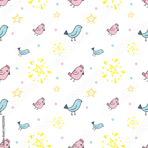 cute of bird seamless pattern vector