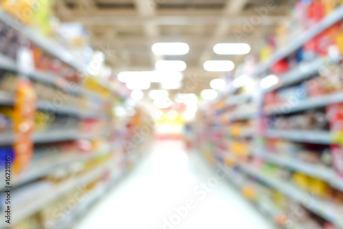 Blur image of aisle in supermarket