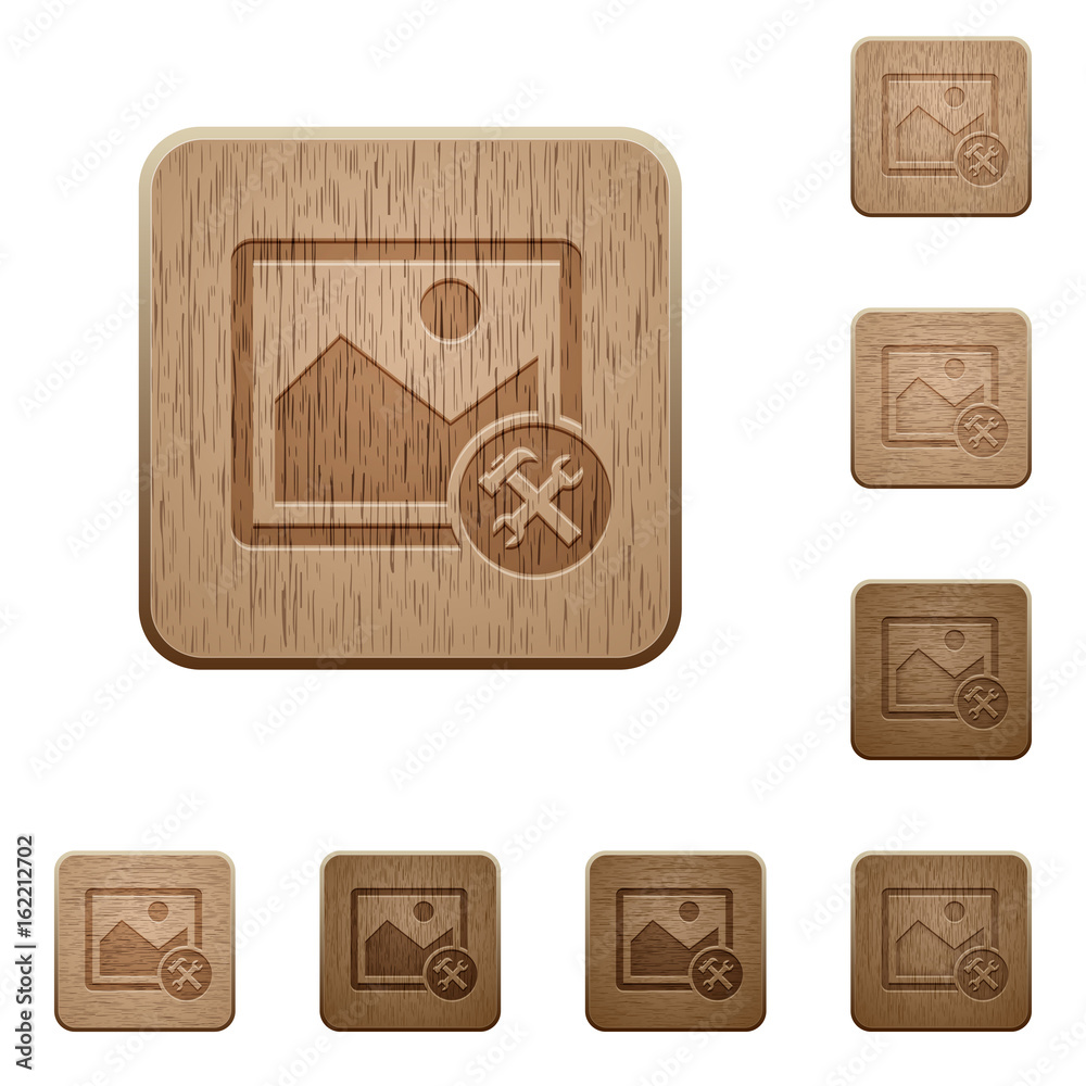Image tools wooden buttons