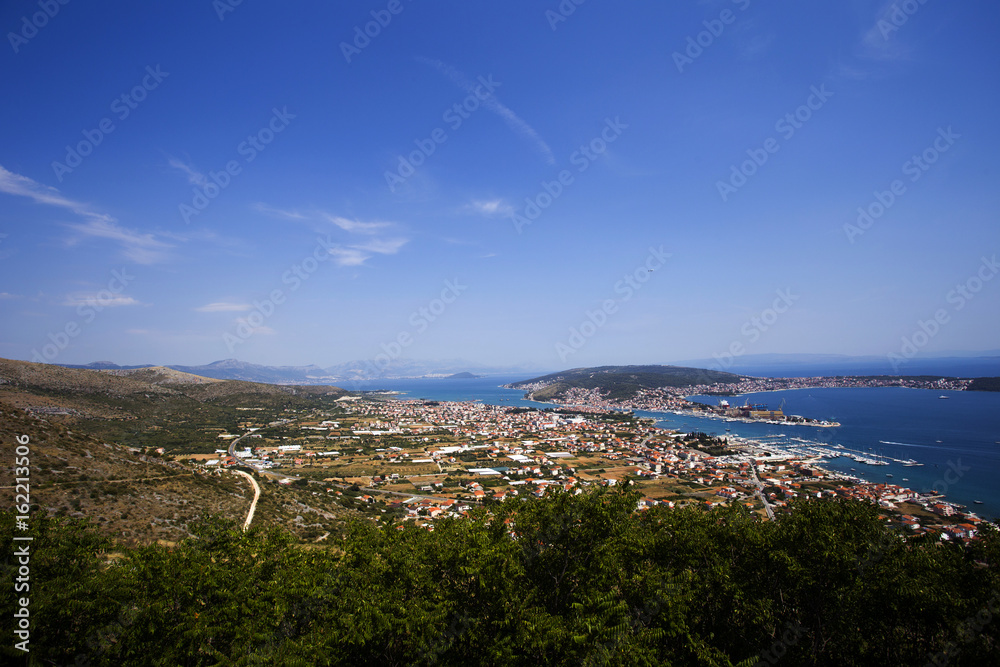 View from hill on Trogir, Split, Ciovo, Kastela