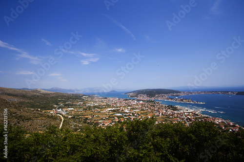 Fototapeta Naklejka Na Ścianę i Meble -  View from hill on Trogir, Split, Ciovo, Kastela