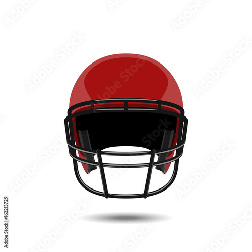 Red american football helmet on white background. Sports protection in a realistic style. Vector illustration photo