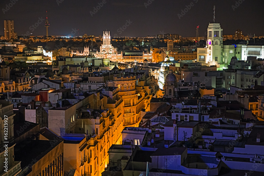Obraz premium Madrid, top view at night