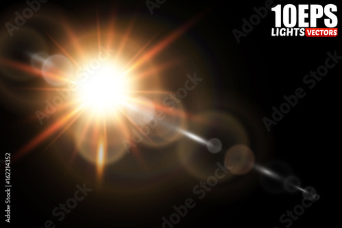 Vector transparent sunlight special lens flare light effect.