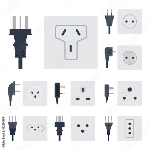 Electric outlet vector illustration energy socket electrical outlets plugs european appliance interior icon.