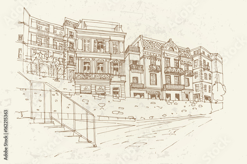 Vector sketch of street scene in Opatija  Croatia.