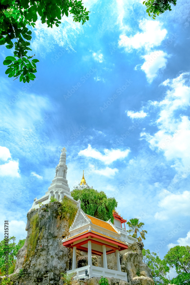 Golden pagoda on Small mountain in garden of Wat Prayoon Wongsawat Worawihan, Bangkok, Thailand Golden pagoda on Small mountain in garden of Wat Prayoon Wongsawat Worawihan, Bangkok, Thailand