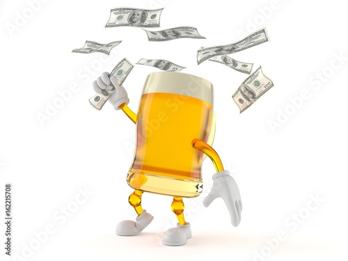 Beer character catching money