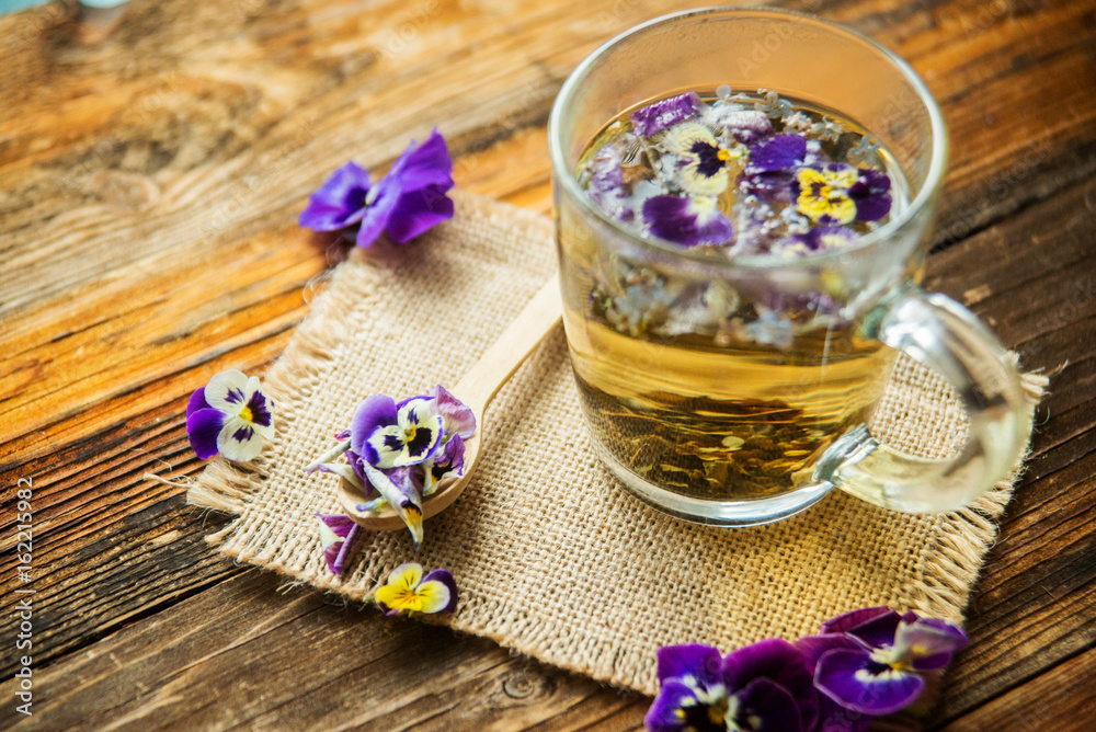 herbal tea on a white wooden background herbal tea on a white wooden background