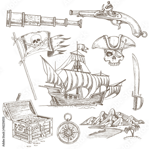 Pirate Elements Hand Drawn Set