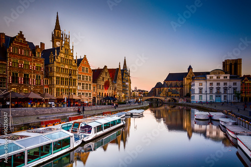 Beautiful view of Ghent old historical town in Belgium