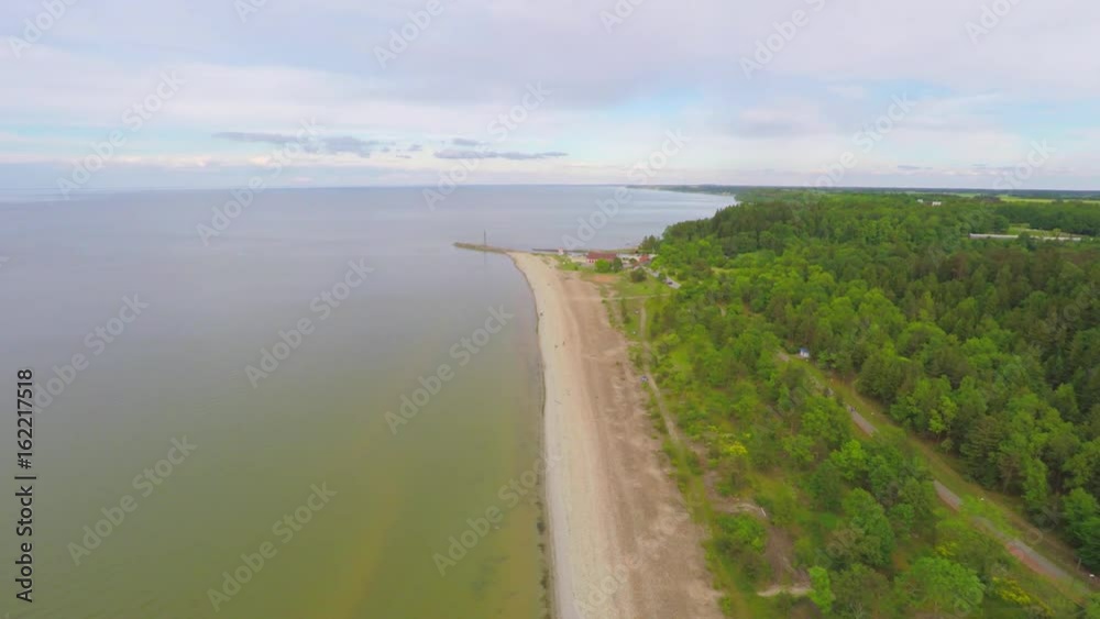 Aerial drone view of Baltic Sea coastline, sea coast beach, landscape with sea background of rocky coast. Aerial footage. Aerial drone view of Baltic Sea coastline, sea coast beach, landscape with sea background of rocky coast. Aerial footage.