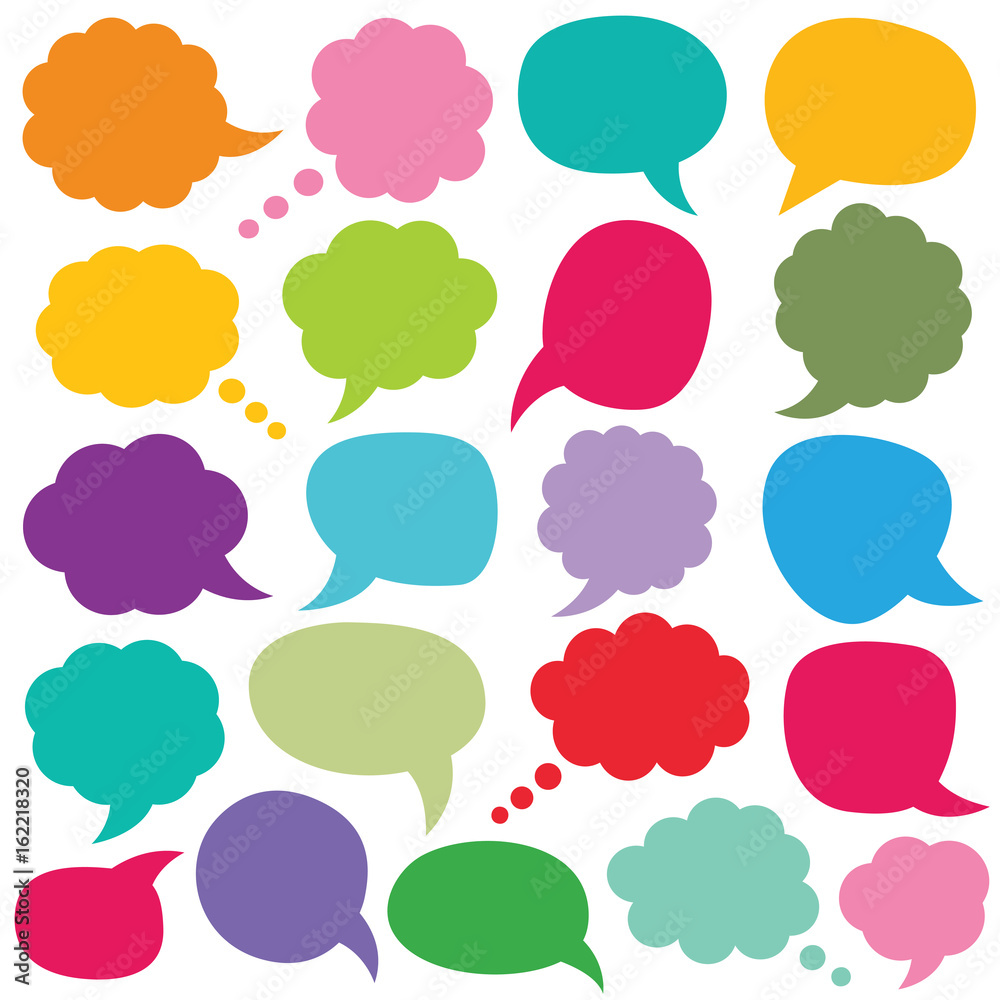 Speech and thought bubbles set, isolated design elements