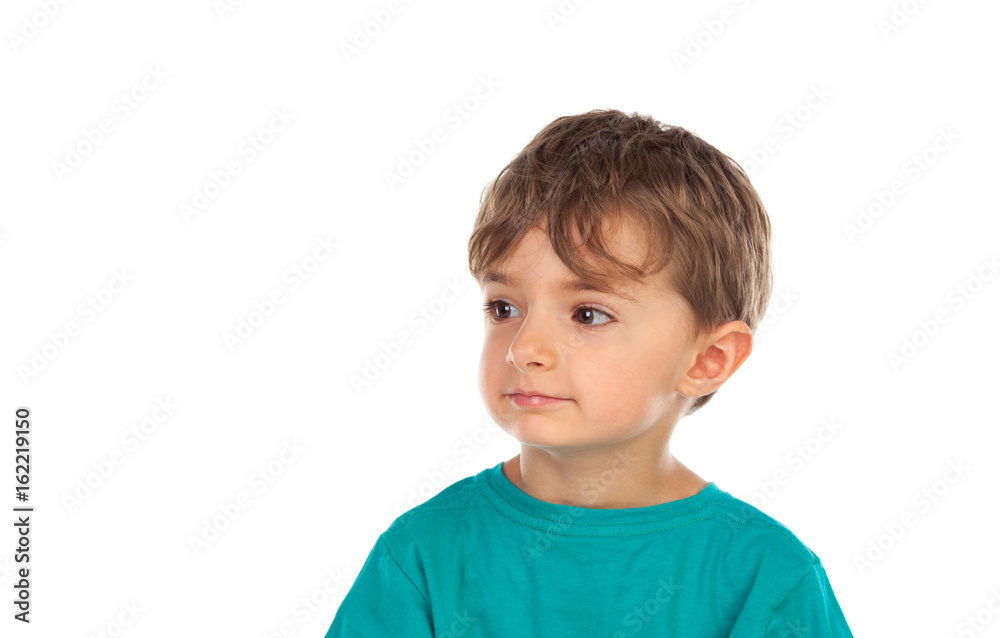 Cute child with four years and green t-shirt Cute child with four years and green t-shirt