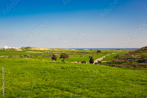 View of beautiful landscape  green grass Field