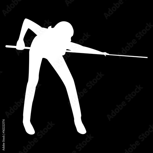 Woman playing billiards   it is the white color icon .