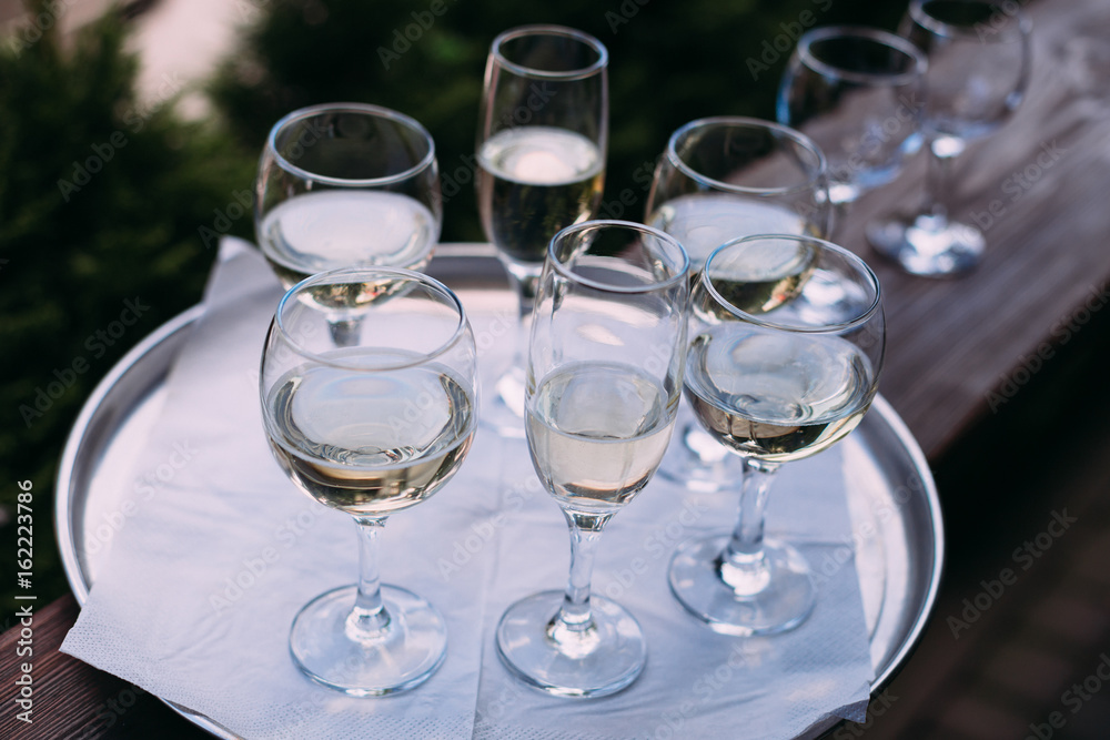 Wine glasses with a cool delicious champagne Wine glasses with a cool delicious champagne