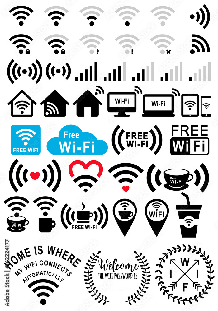Wi-fi signs, vector set