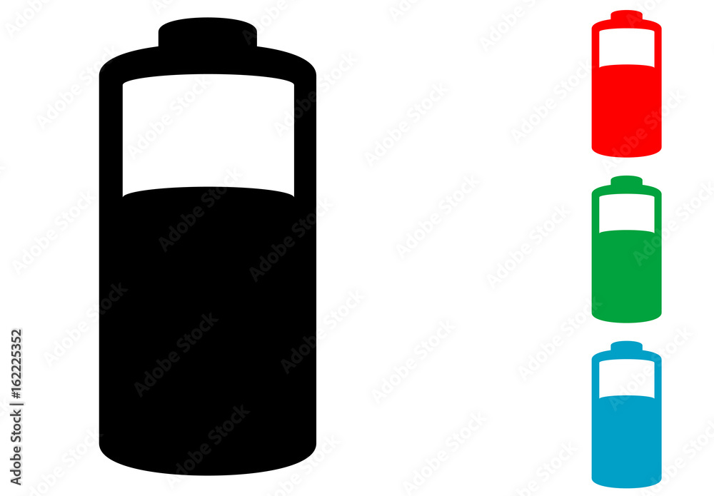 Icono plano pila electrica varios colores Icono plano pila electrica varios colores