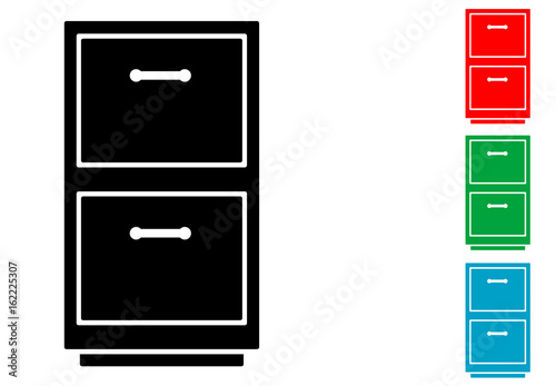 Icono plano mueble de oficina varios colores