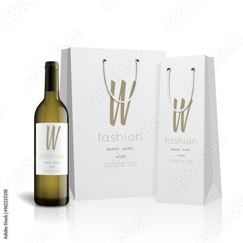 Mockup wine bottle. vector design.