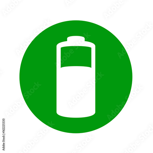 Icono plano pila electrica en circulo verde
