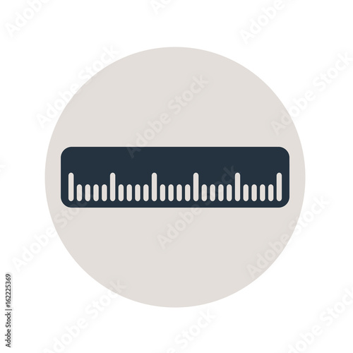 Icono plano regla horizontal en circulo gris