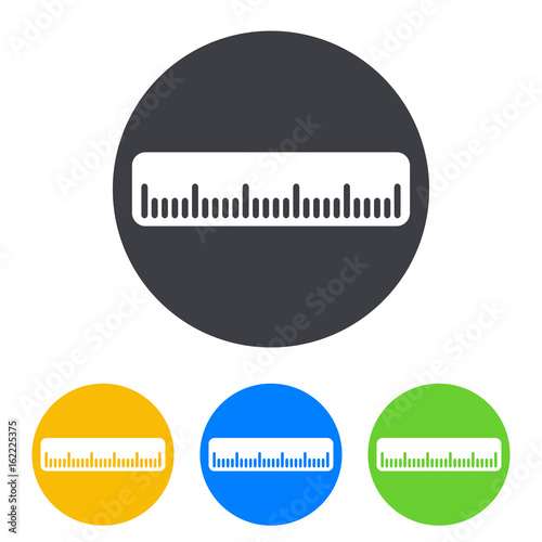 Icono plano regla horizontal en circulo varios colores