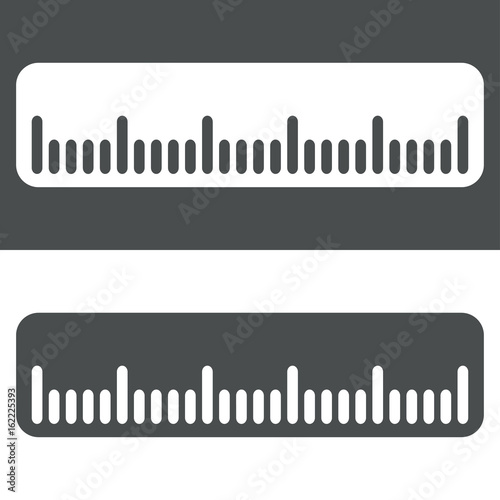 Icono plano regla horizontal gris y blanco