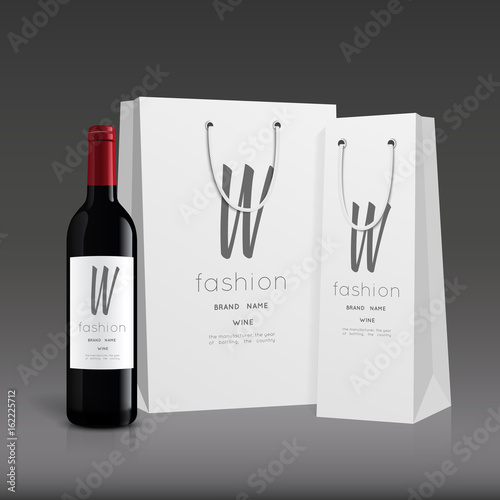 Mockup wine bottle. vector design.
