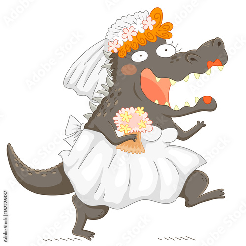 Funny bridezilla - Funny monstrous bride smiling enthusiastically