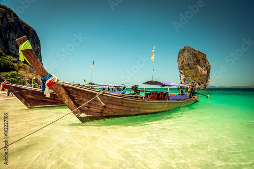 Boats at Koh Phi Phi Island beach at Thailand