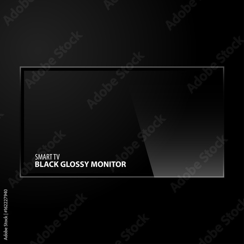 Modern blank screen lcd, TV on black background