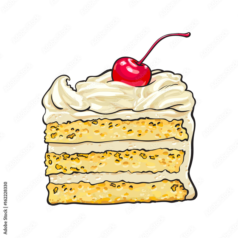 Colorful Sweet Cakes Slices Set Vector Illustration Stock Illustration   Download Image Now  iStock