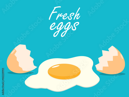 break eggs eggshells cracked fresh egg flat vector