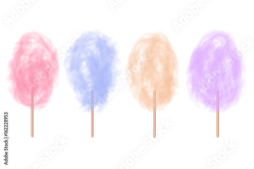 Vector set of realistic isolated cotton sugar candy on the white background.
