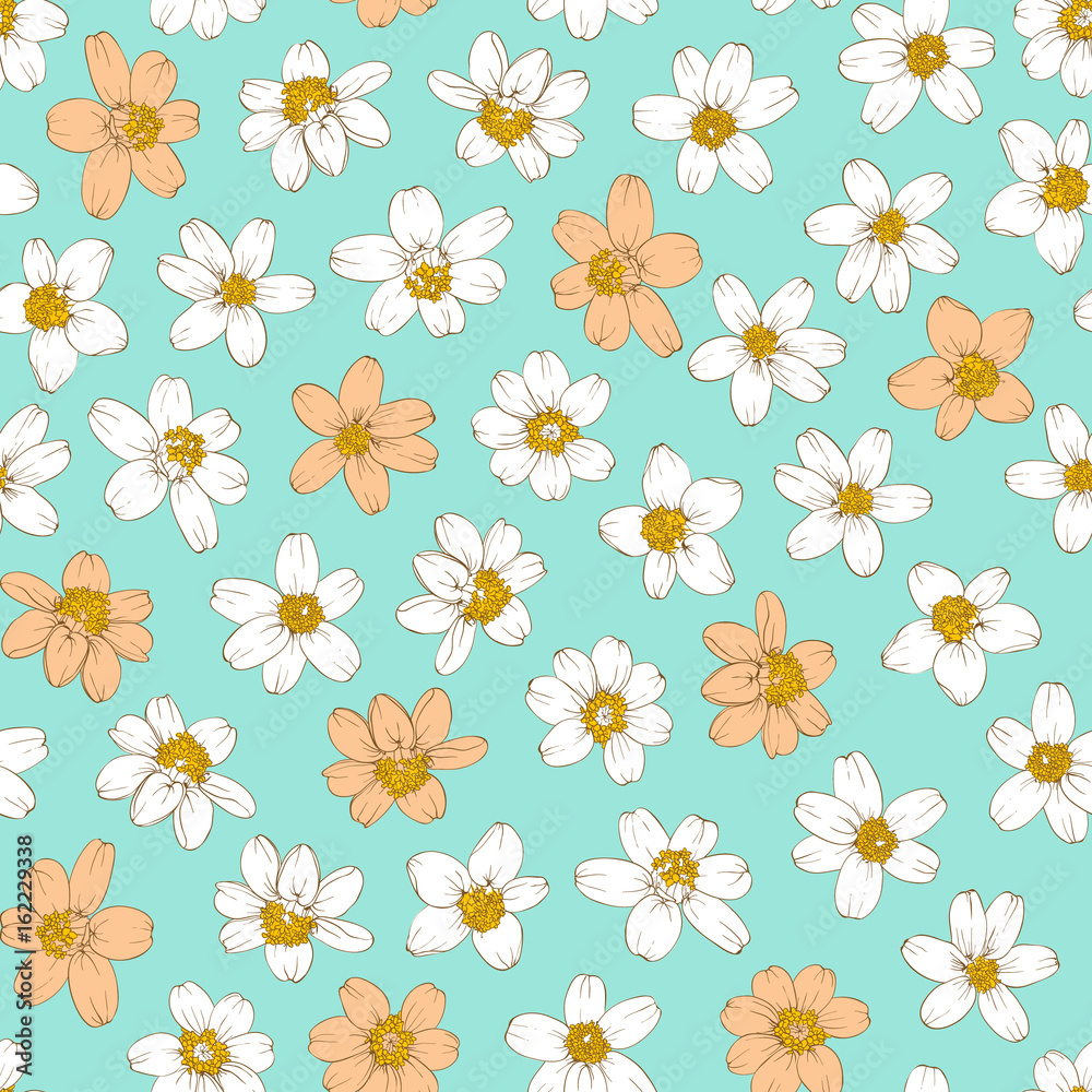 Colorful flowers seamless background.