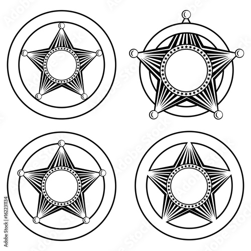 five pointed sheriffs star in circle set