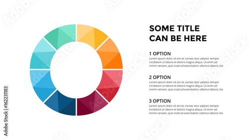Vector alphabet infographic, presentation slide template. Business concept with letter O and place for your text. 16x9 aspect ratio.